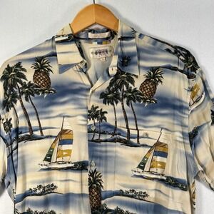 Campia Moda Men's Hawaiian Shirt Size M Pineapples Sailboats